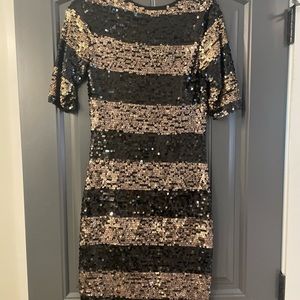 BCBG Max Azria formal sequin dress black and gold size small